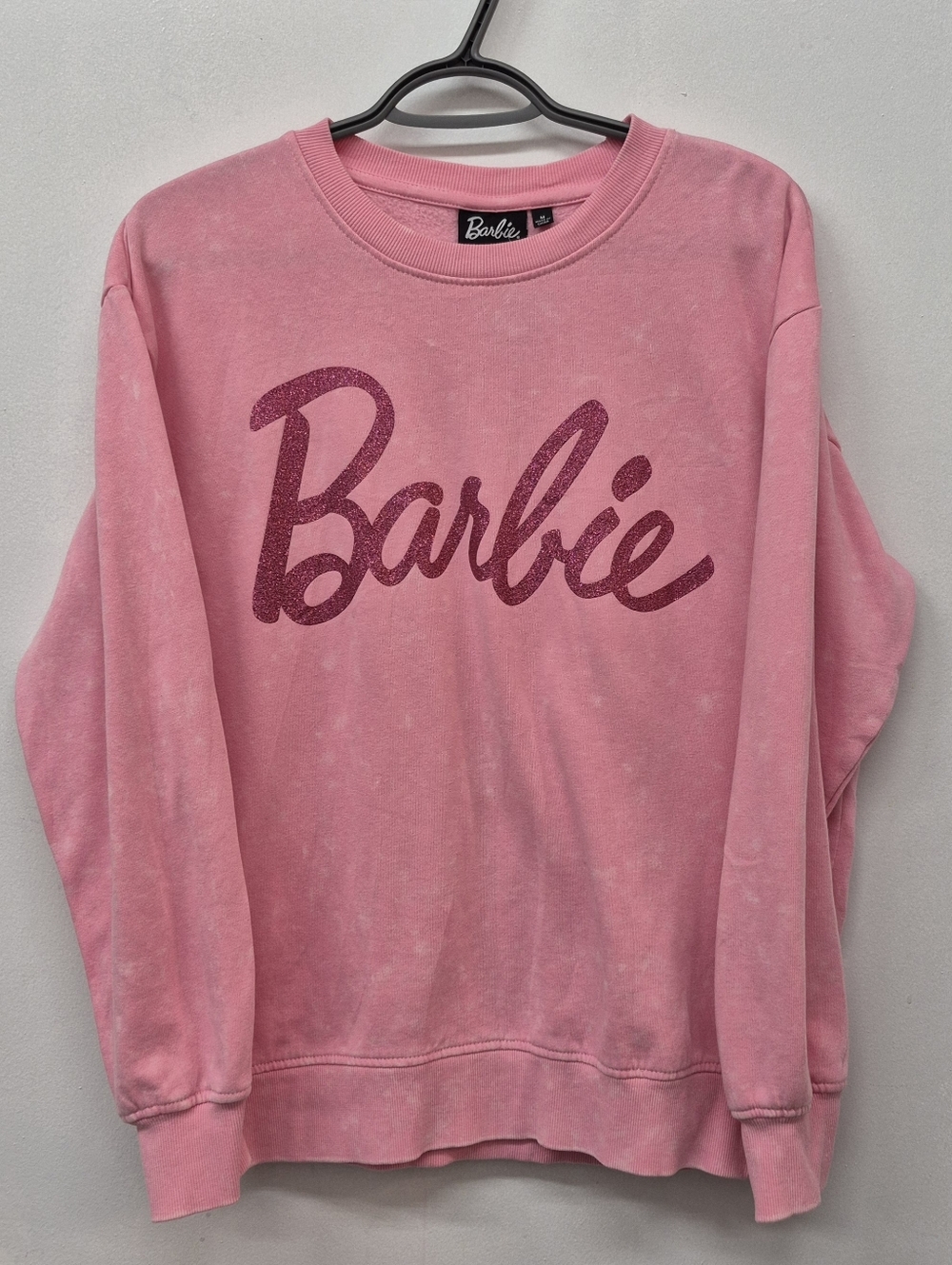 Barbie Pink White Tie-dye Glitter Logo Sweatshirt